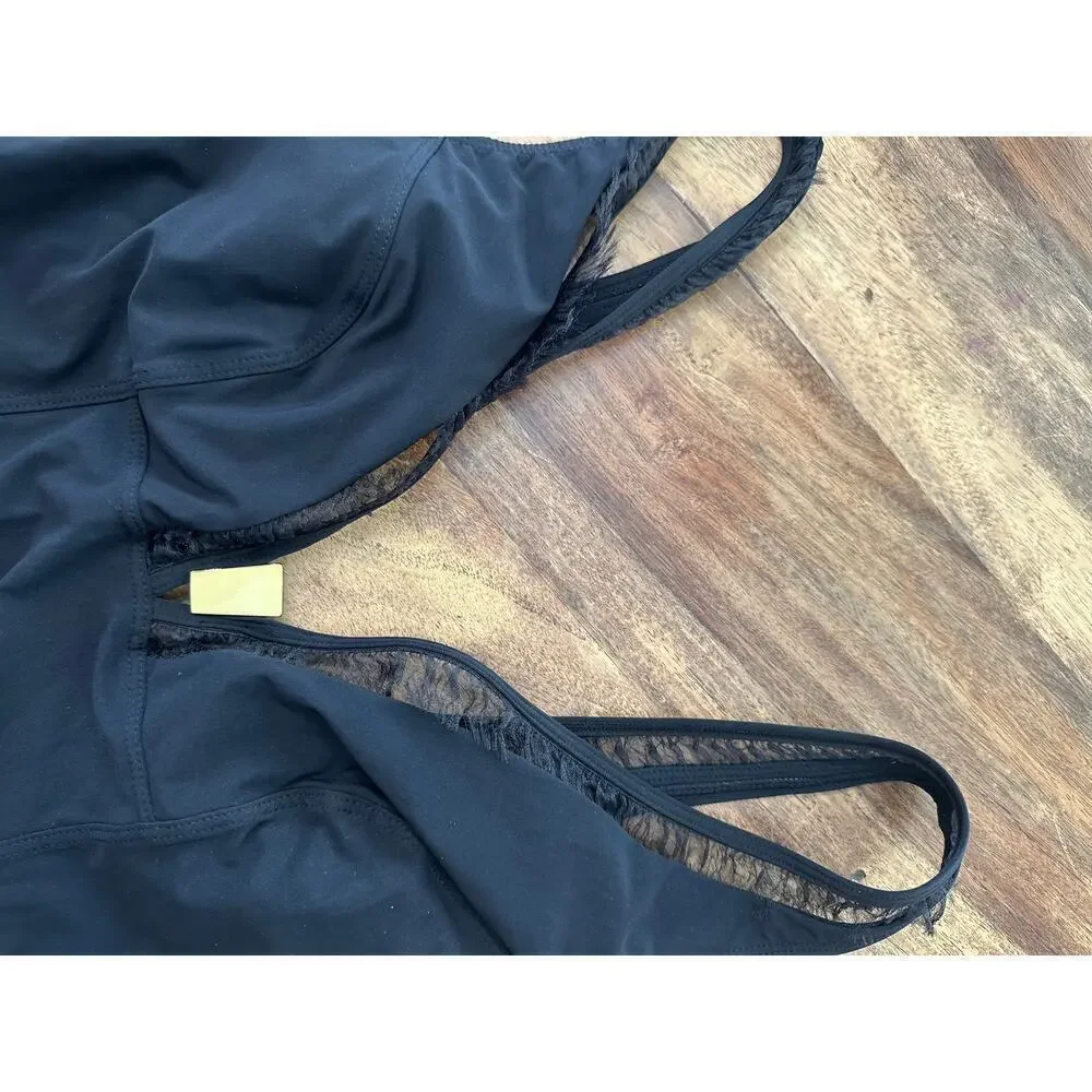 Amoressa Women's Black V-neckline One Piece Swimsuit Size 12